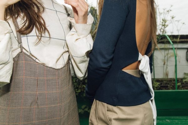 Dugarees and Backless Jumper Body Shot