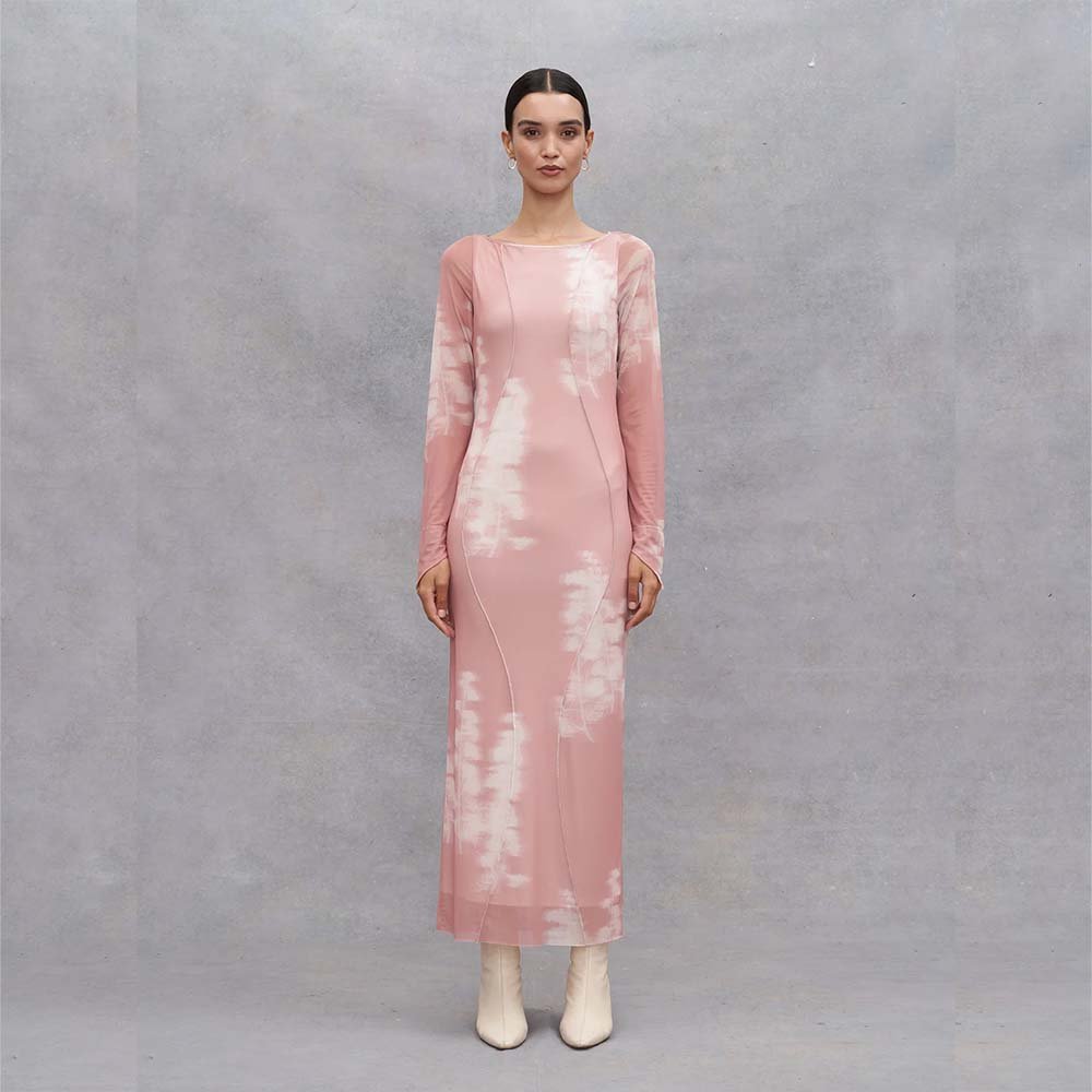 Eva Woven Dress - Abstract Misty Rose / Tofu