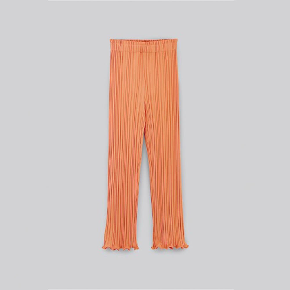 Pleated Straight Leg Trousers - Orange
