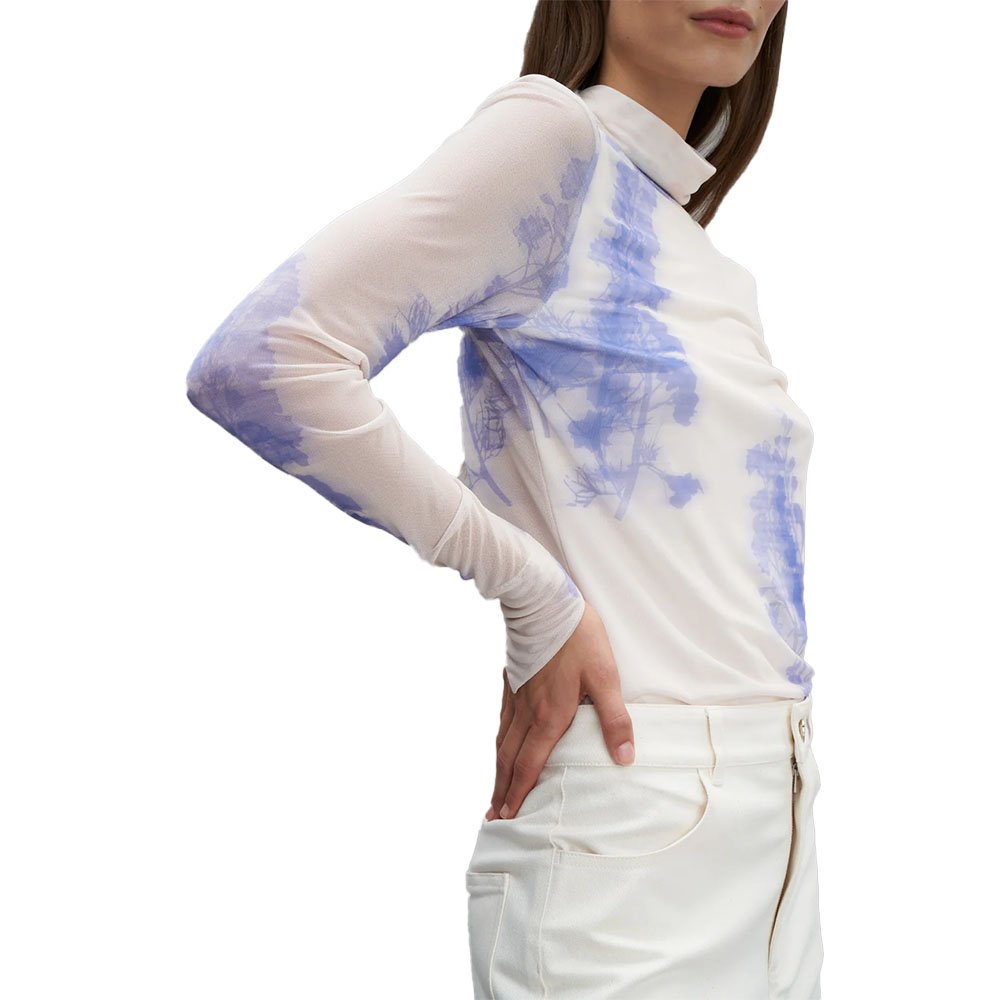 Lennon Knitted Stretch Top - Abstract Tofu & Dazzling Blue