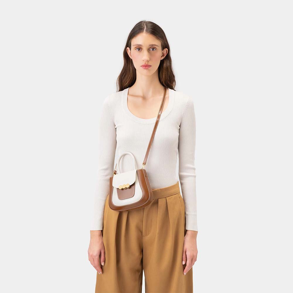 Mini Jill Bag - White and Tan