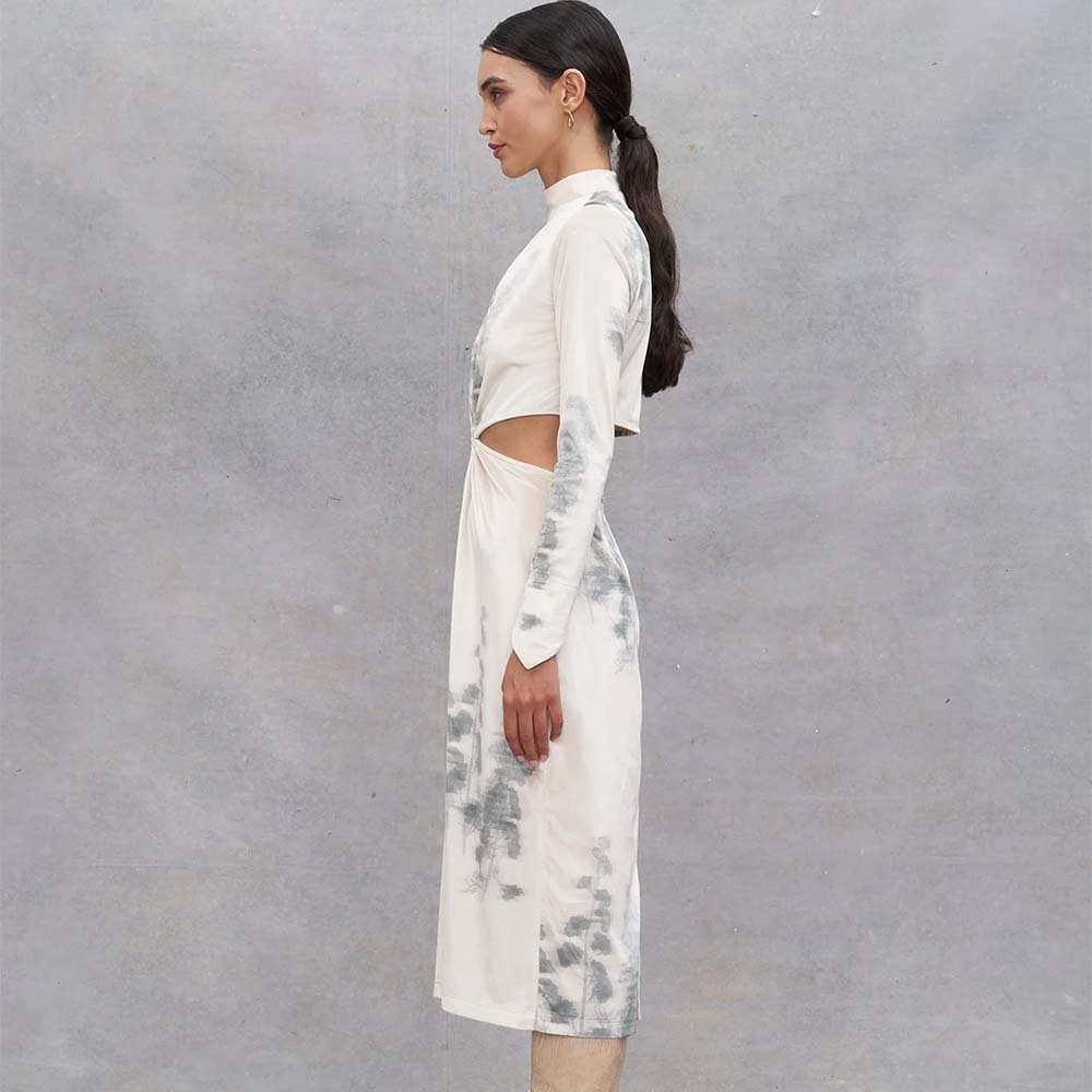 Marguerite Dress - Abstract Tofu & Green Forest