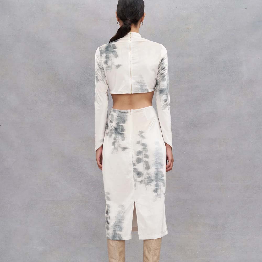Marguerite Dress - Abstract Tofu & Green Forest