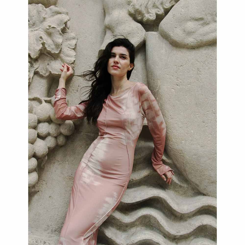 Eva Woven Dress - Abstract Misty Rose / Tofu
