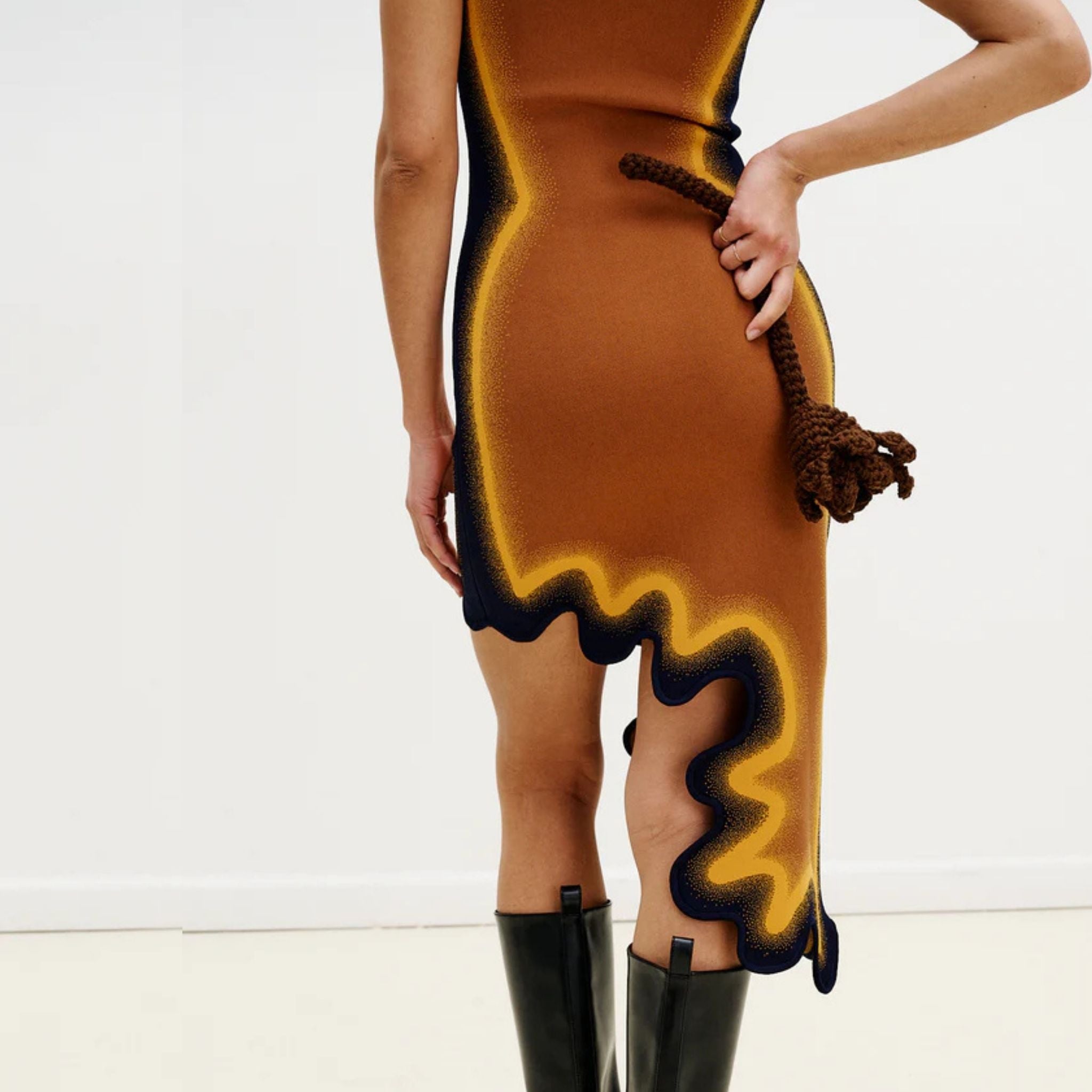 Aster Reversible Wavy Asymmetric Dress - Masada Brown
