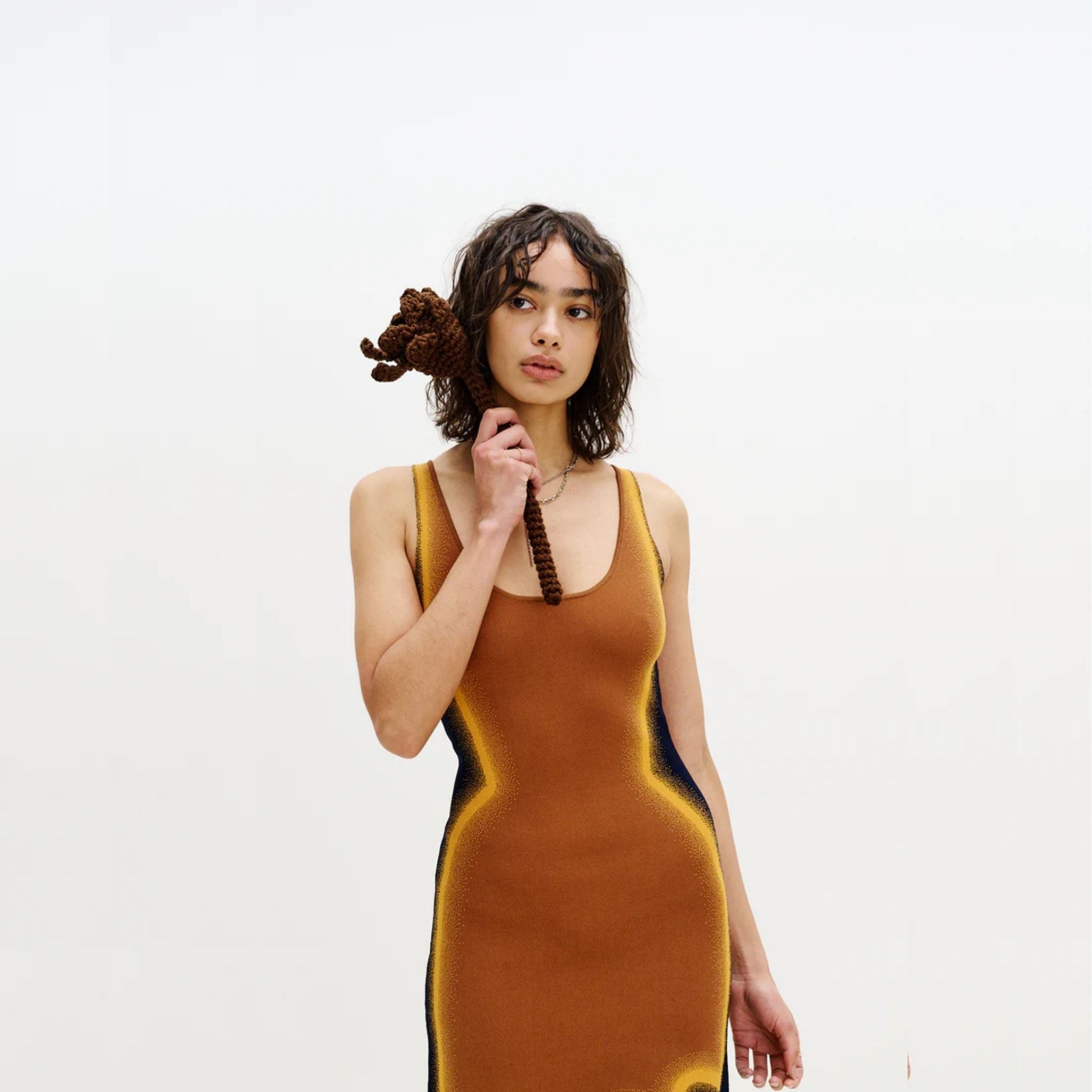 Aster Reversible Wavy Asymmetric Dress - Masada Brown