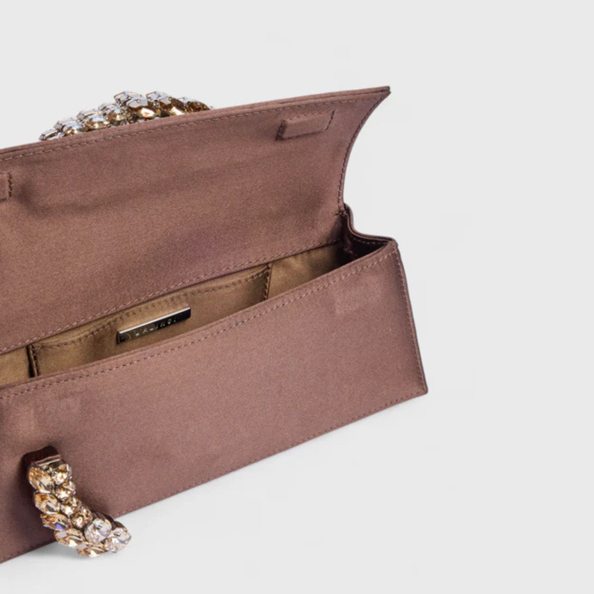 Karma Satin Clutch- Chocolate Brown