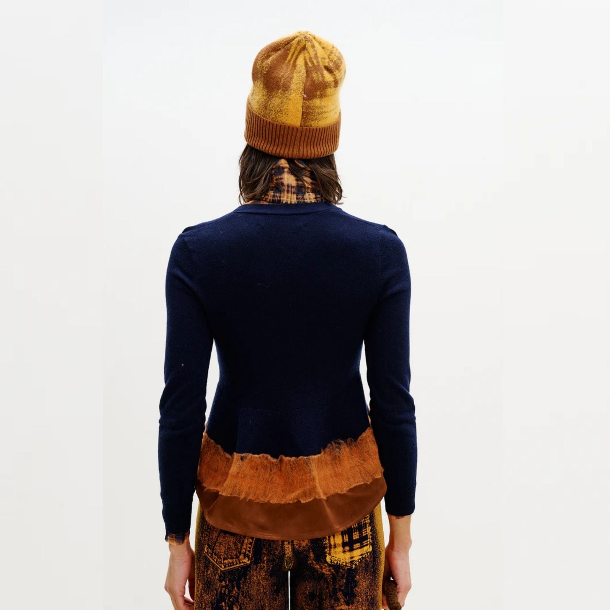 Gwenda Needle Punch Cardigan - Brown & Navy