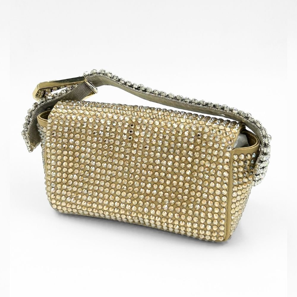 My Dream Mini Full Strass Satin Bag - Nude + Yellow Shadow