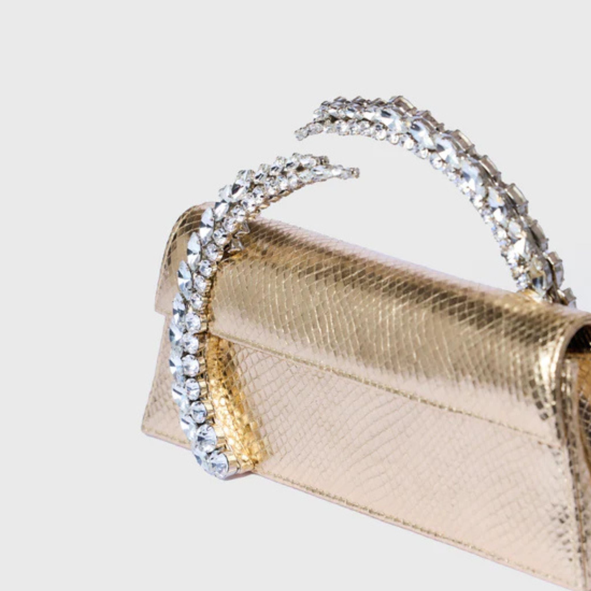 Karma Faux Snakeskin Clutch - Gold