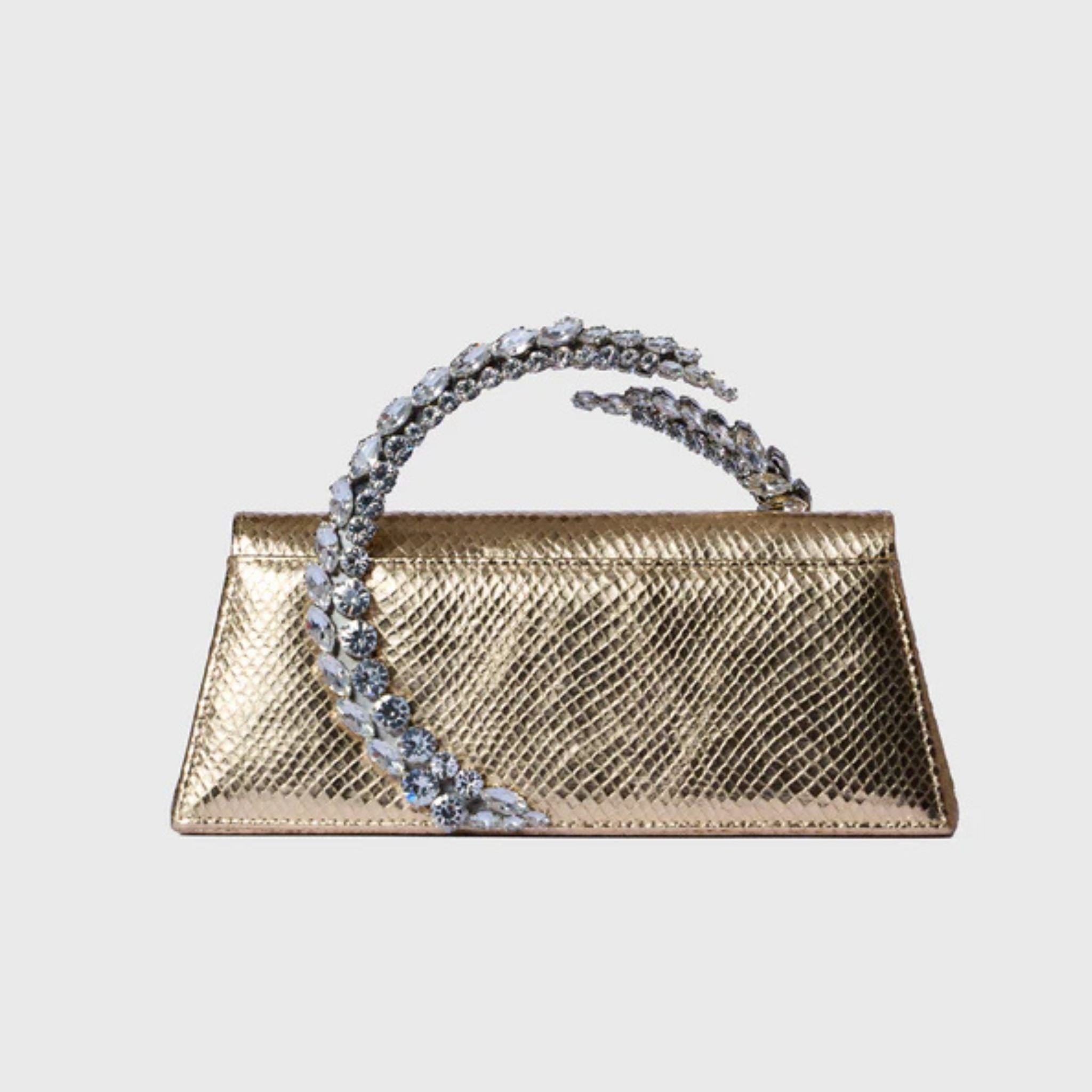 Karma Faux Snakeskin Clutch - Gold