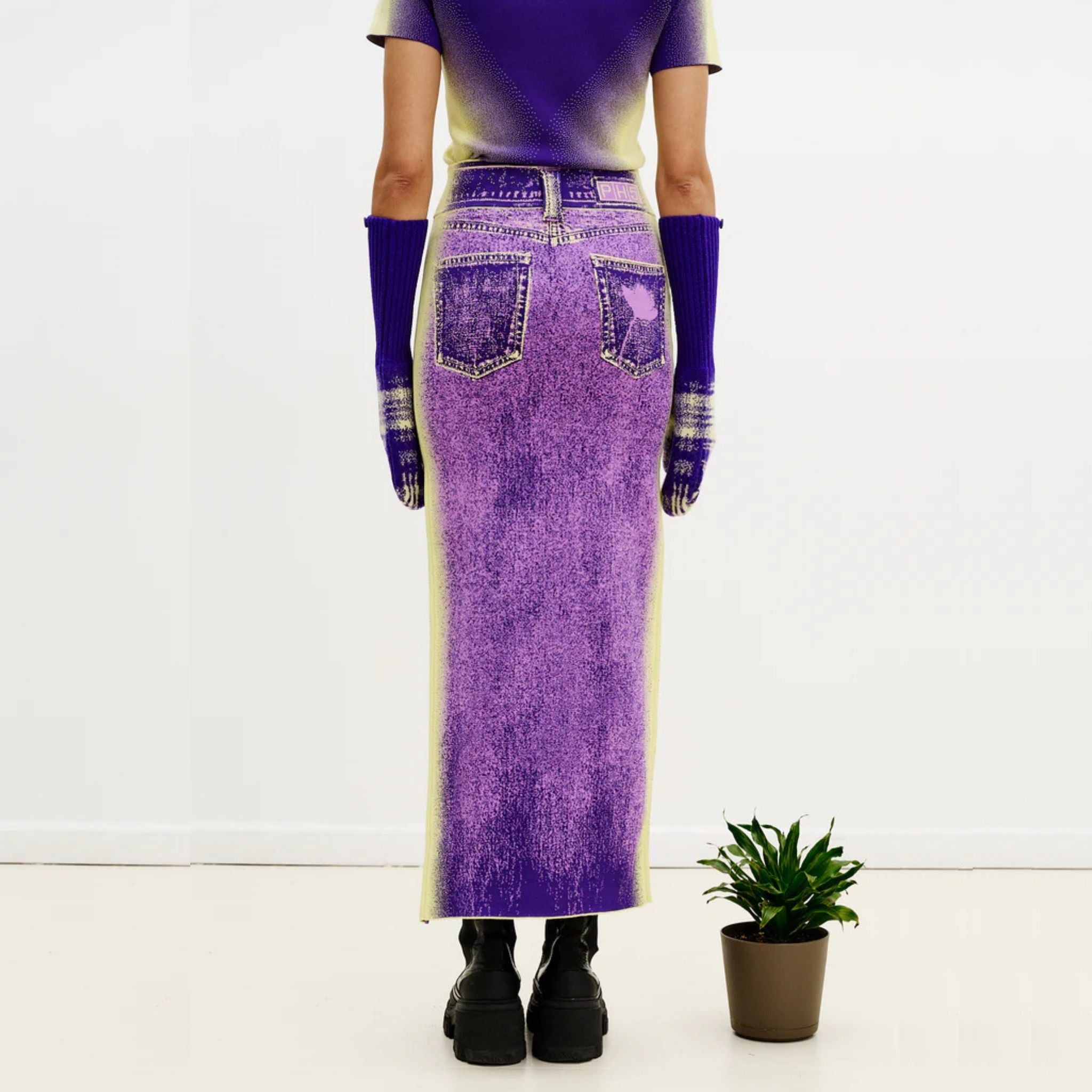 Lily Wavy Midi Denim Skirt - Purplicious