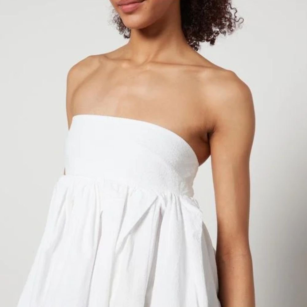 White Strapless Peplum Top