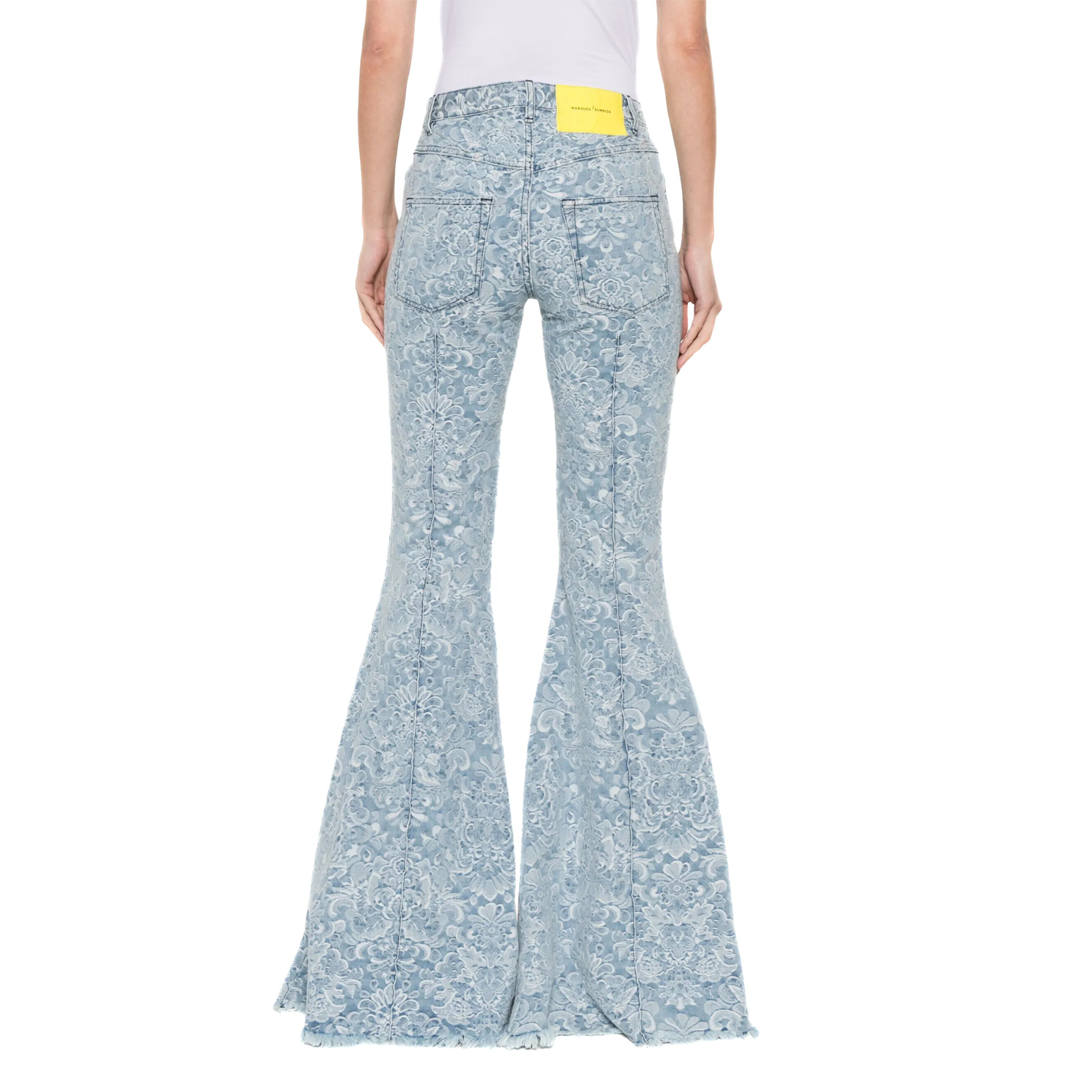 Brocade Denim Extreme Flare Trousers Light Blue