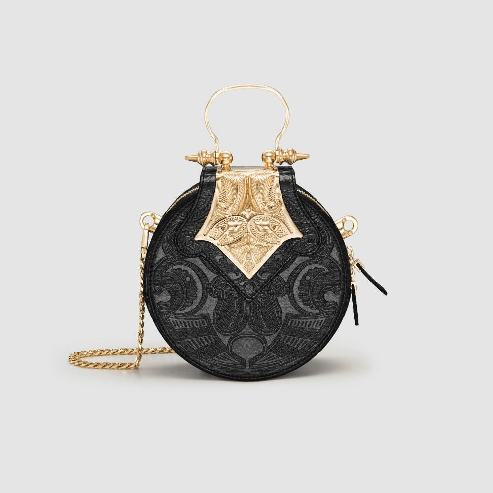 Shop Okhtein Mini Dome Embossed Bag Black -on AiSPi