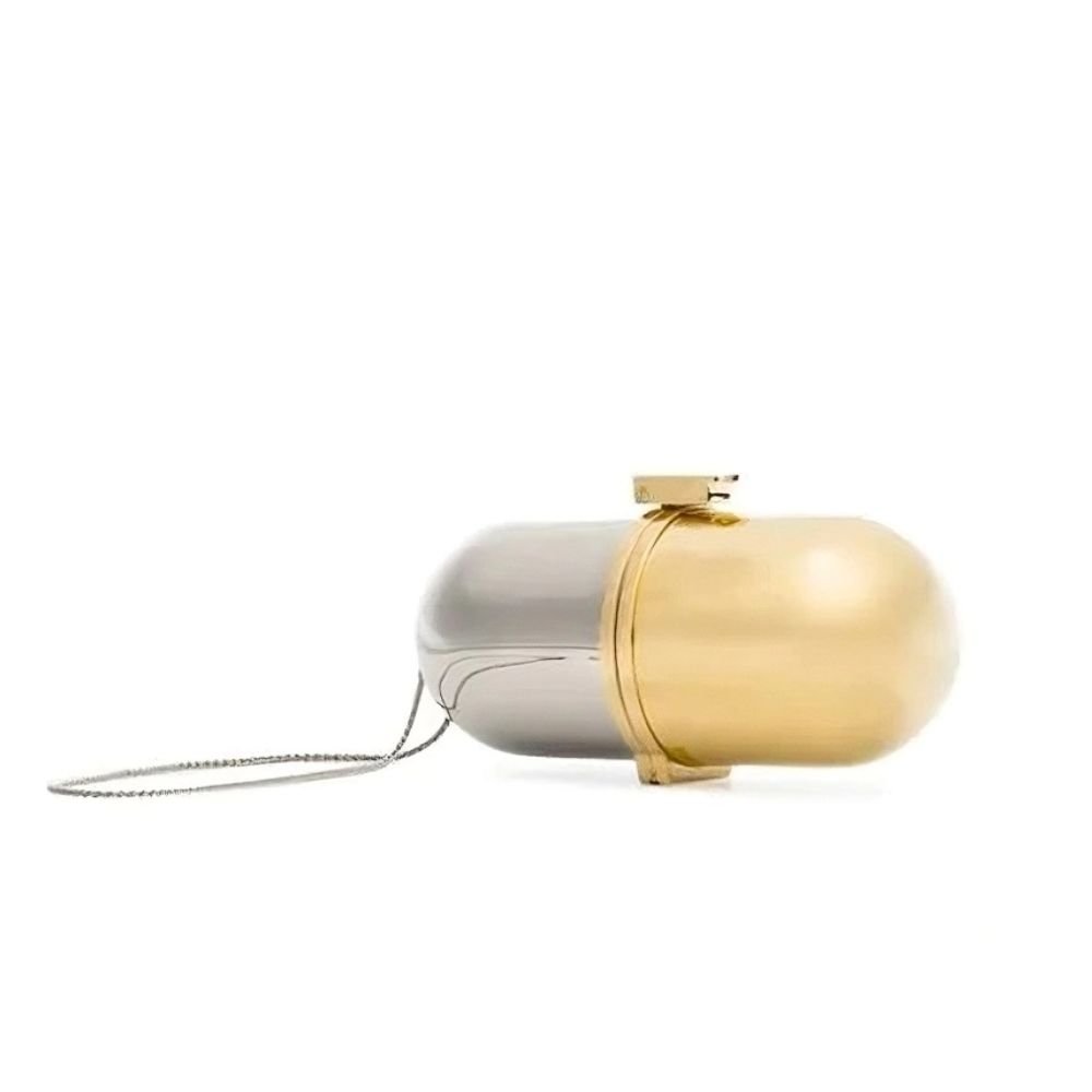Half Gold & Silver Metal Pill Bag