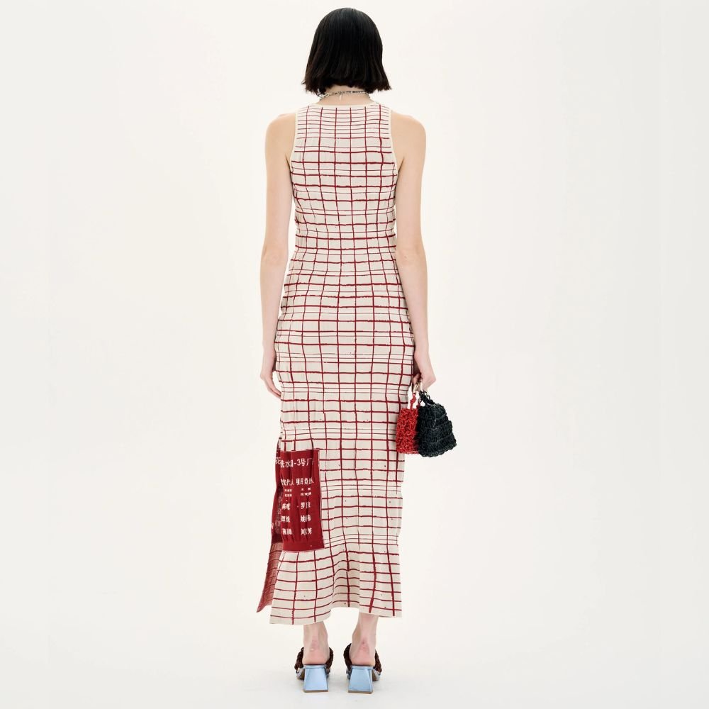 Ume Plaid Print Maxi Tank Dress - Balboa Cream