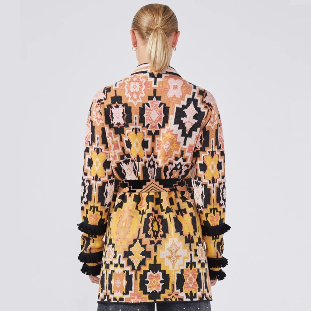 Magic Mosaic Cotton Jacquard Cardigan - Terracotta
