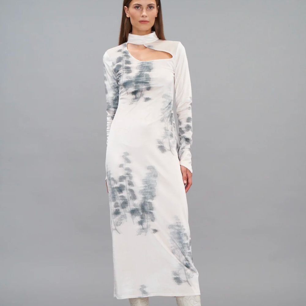 Gaia Dress - Abstract Tofu & Green Forest