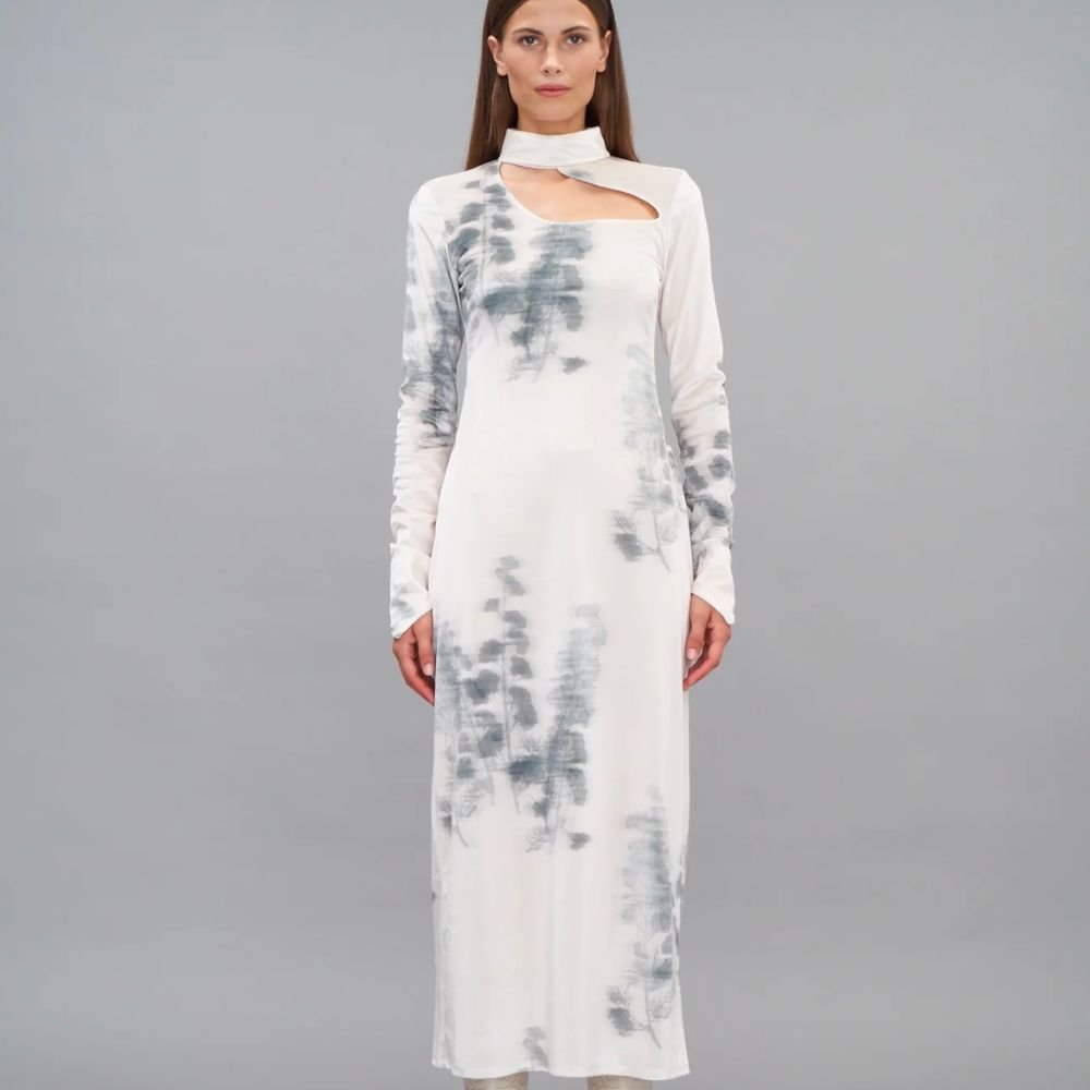 Gaia Dress - Abstract Tofu & Green Forest