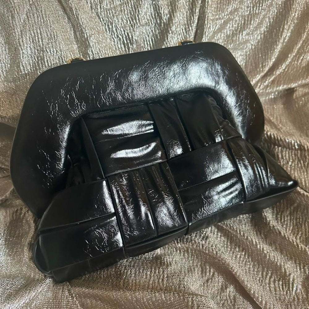 Tia Twist Weaved Shiny Black