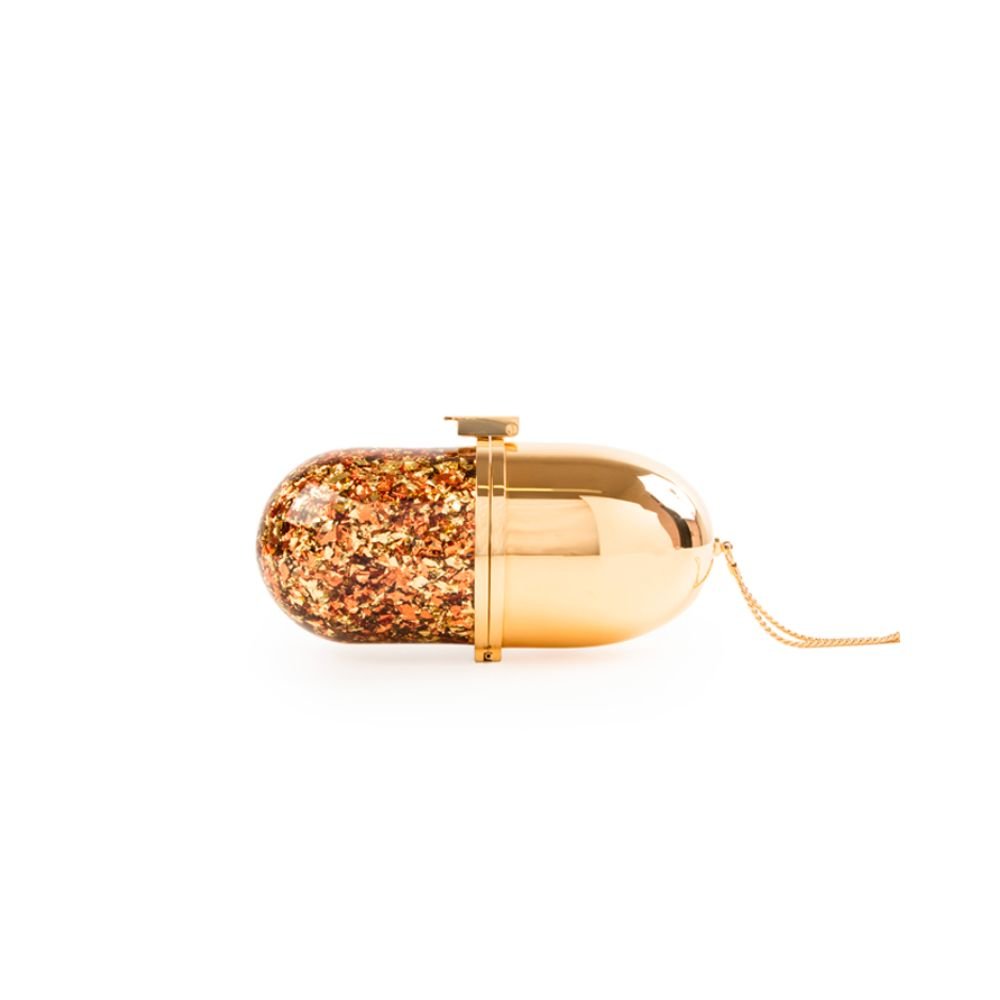 Gold & Gold Flakes Pill Bag