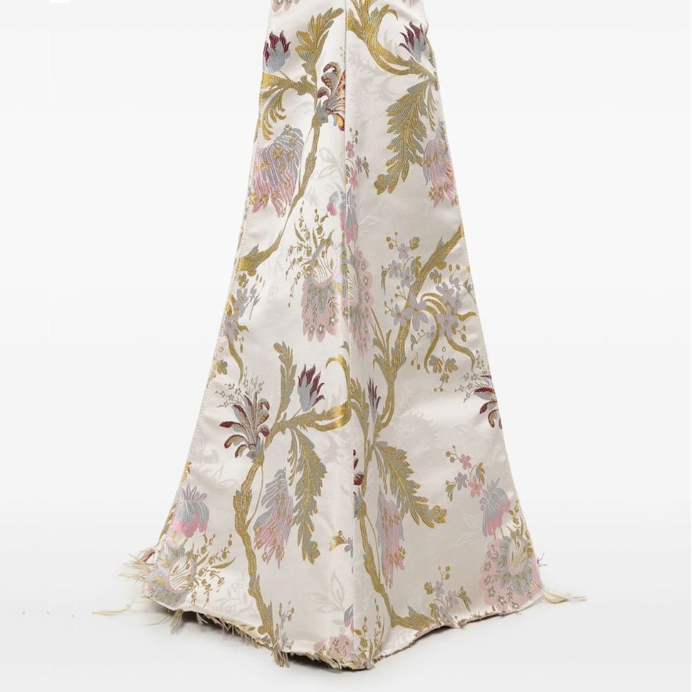 Satin Brocade Extreme Flare Trousers - Grey