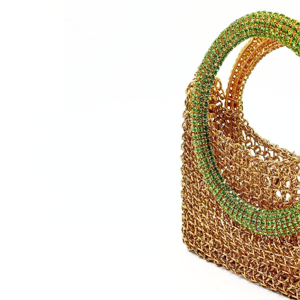 Luna Gold Bag With Green Peridot Handle