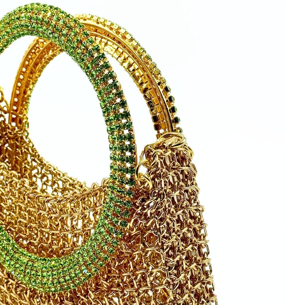 Luna Gold Bag With Green Peridot Handle