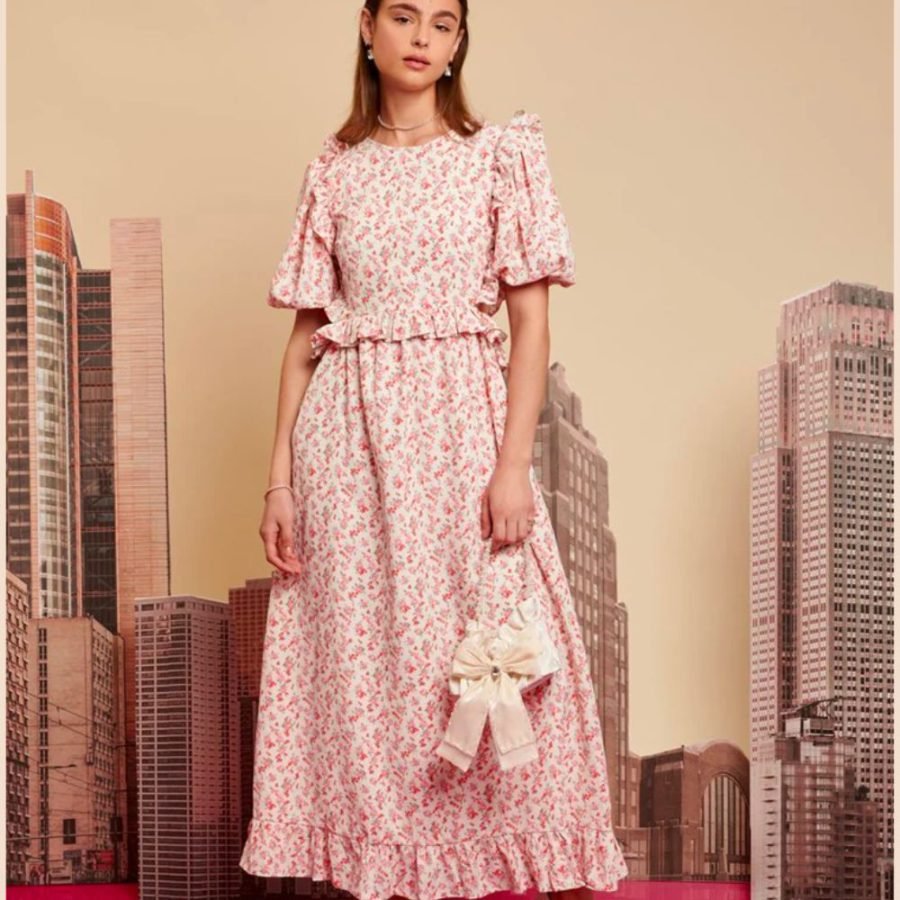 City Flowers Midi Dress - Ivory & Peach