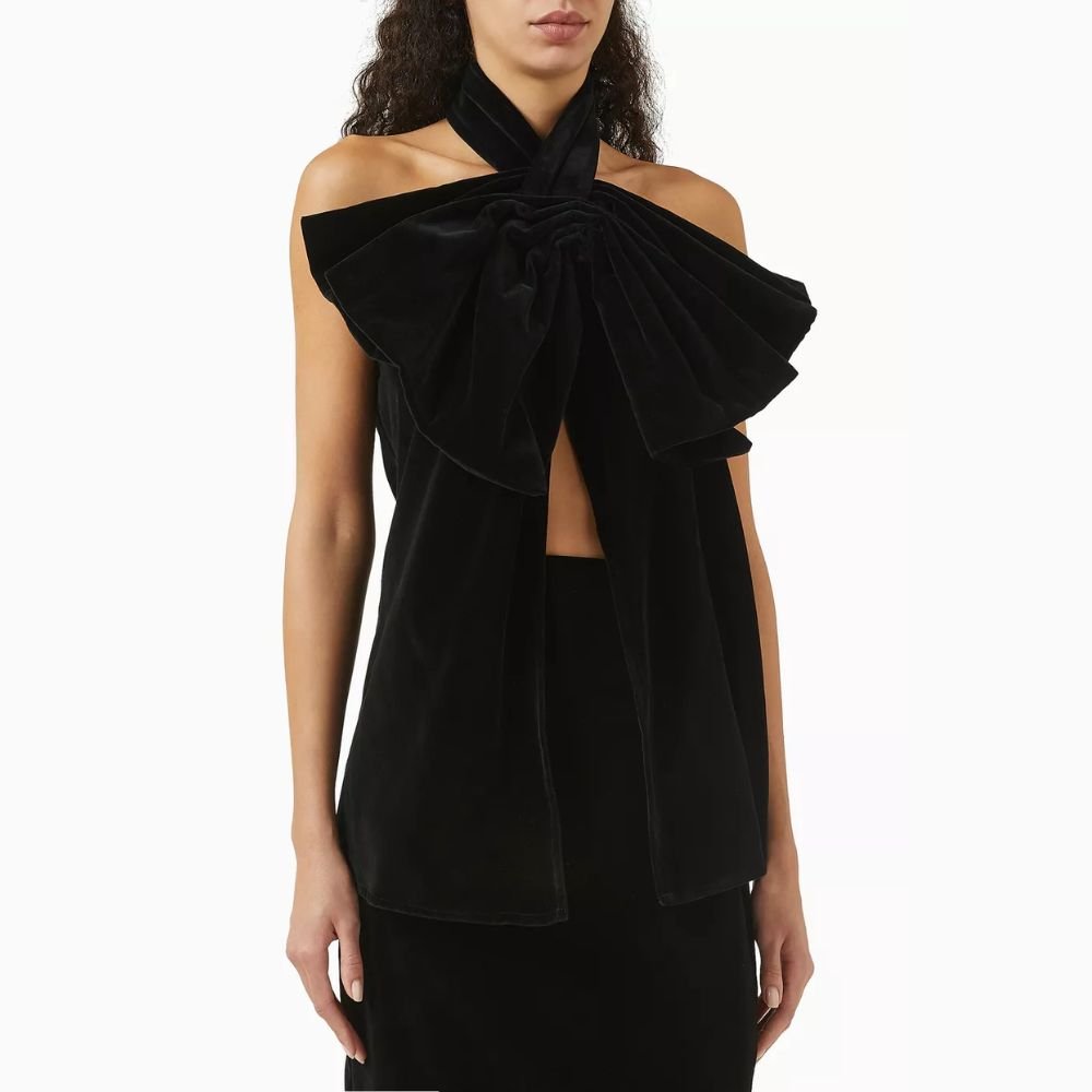 Duchesse Black Velvet Top