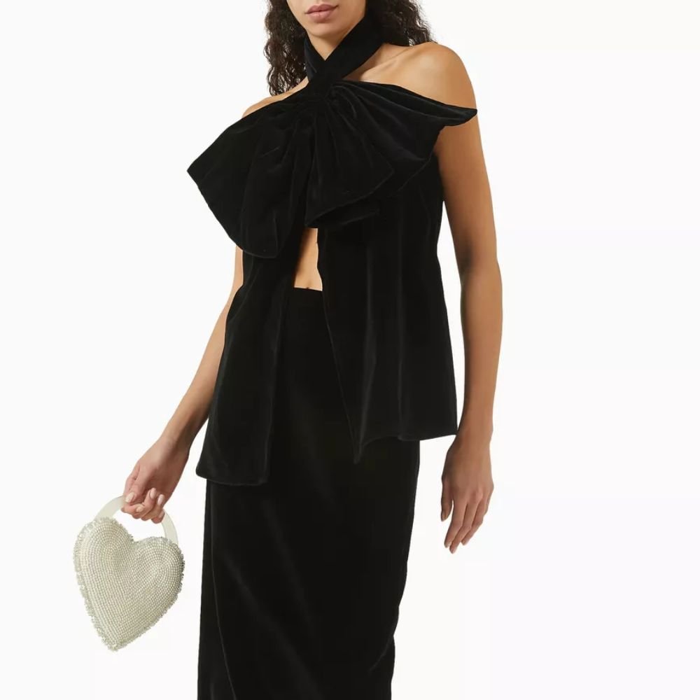 Duchesse Black Velvet Top