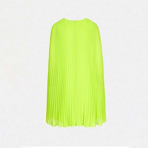 Dartha Pleated Cape Dress - High Alert