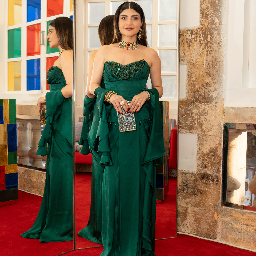 Kushnaz Turner wears AiSPi at Christian Louboutin’s Diwali Edit, La Vie en Inde.