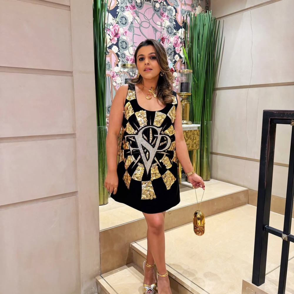 Tina Kakkad spotted in Marzook Bag at the Falguni Shane Peacock × Kay Beauty Launch