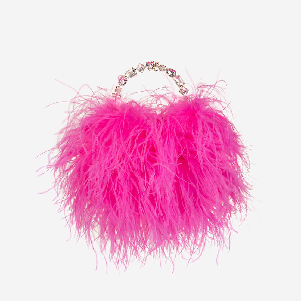 Neon Pink Taliya Feather Pouch