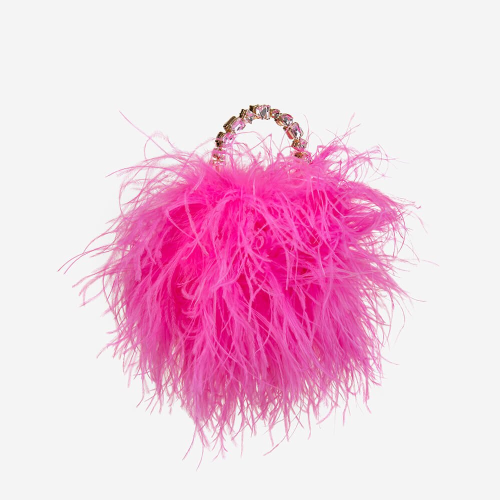 Neon Pink Taliya Feather Pouch