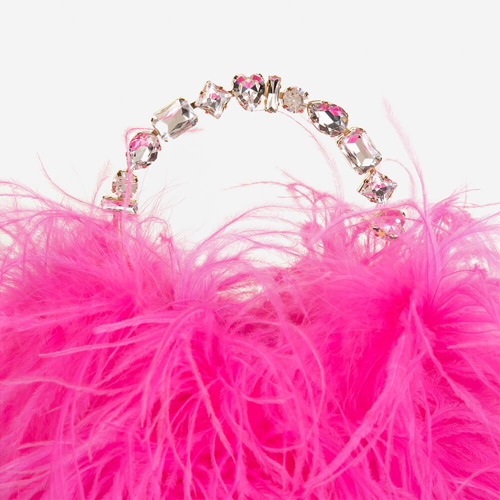 Neon Pink Taliya Feather Pouch