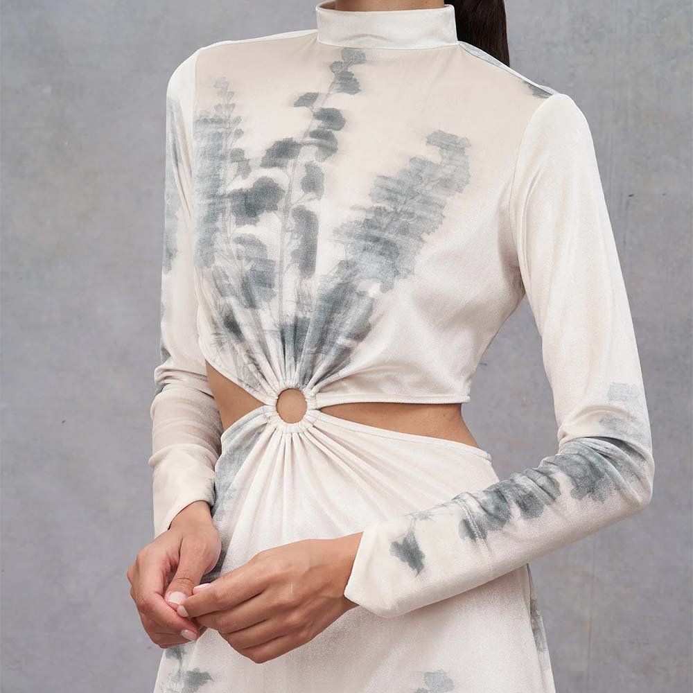 Marguerite Dress - Abstract Tofu & Green Forest