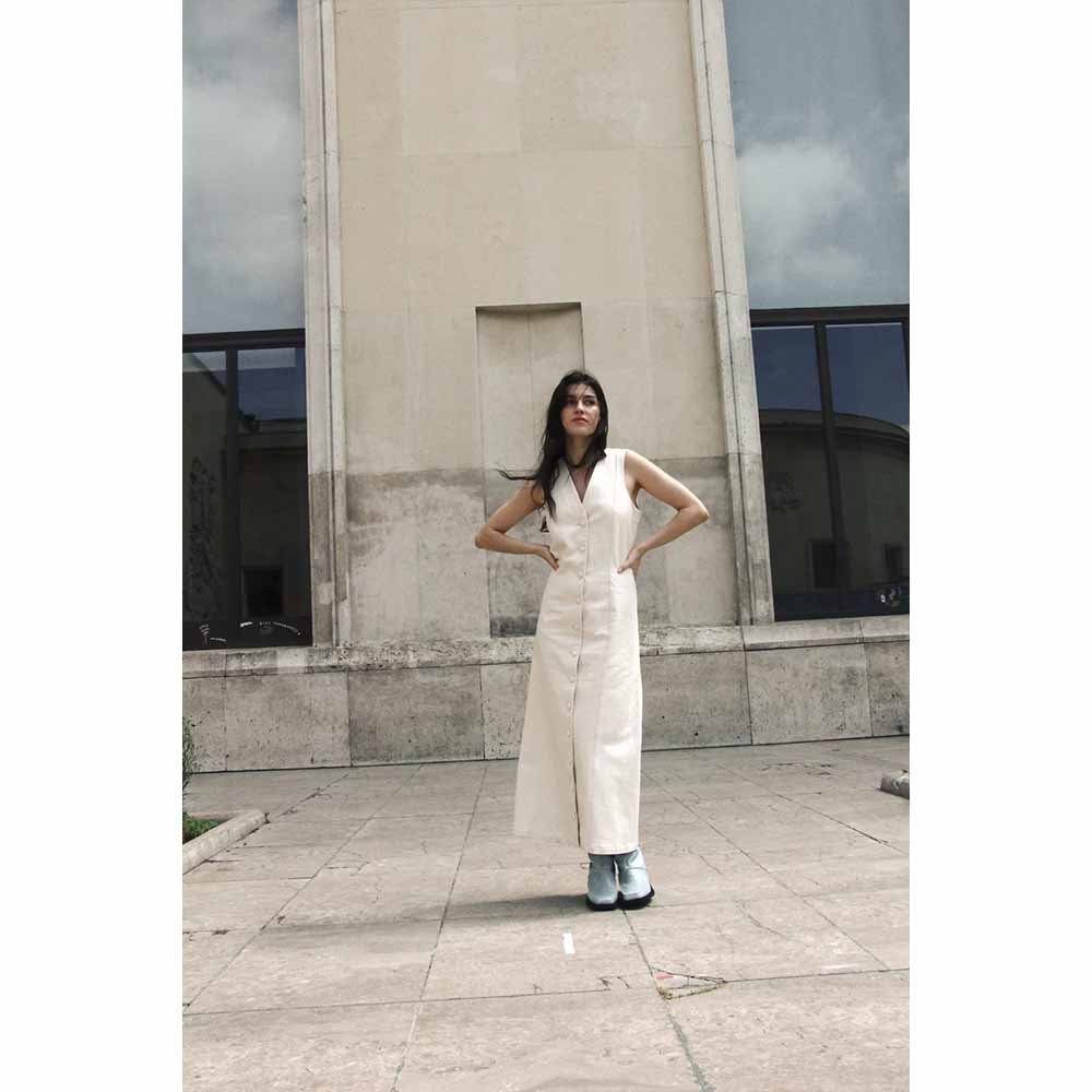 Calvinia Midi Dress - Ecru