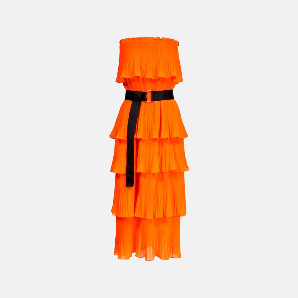 Dewave Pleated Ruffle Dress - Hazard