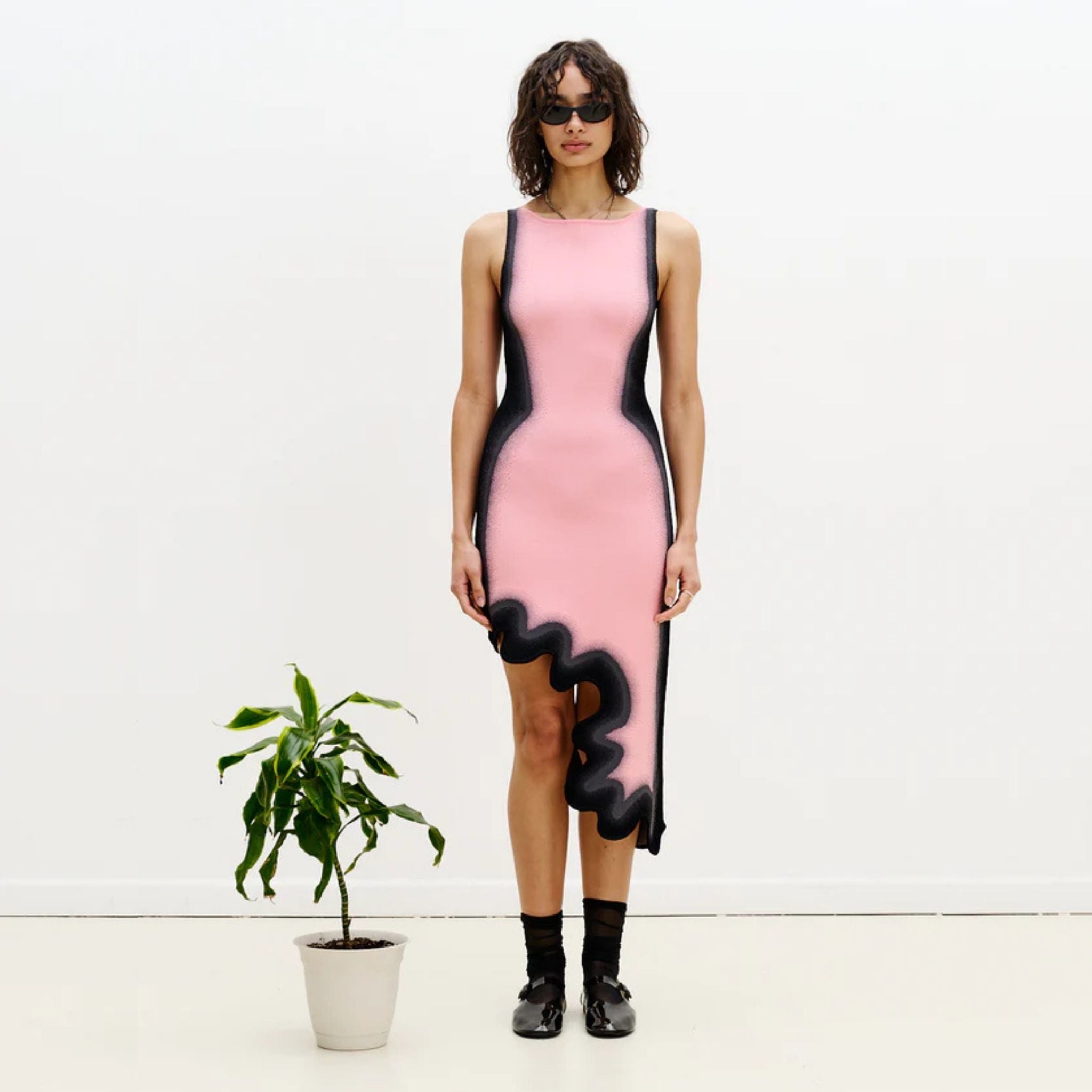 Aster Reversible Wavy Asymmetric Dress- Pink Buff