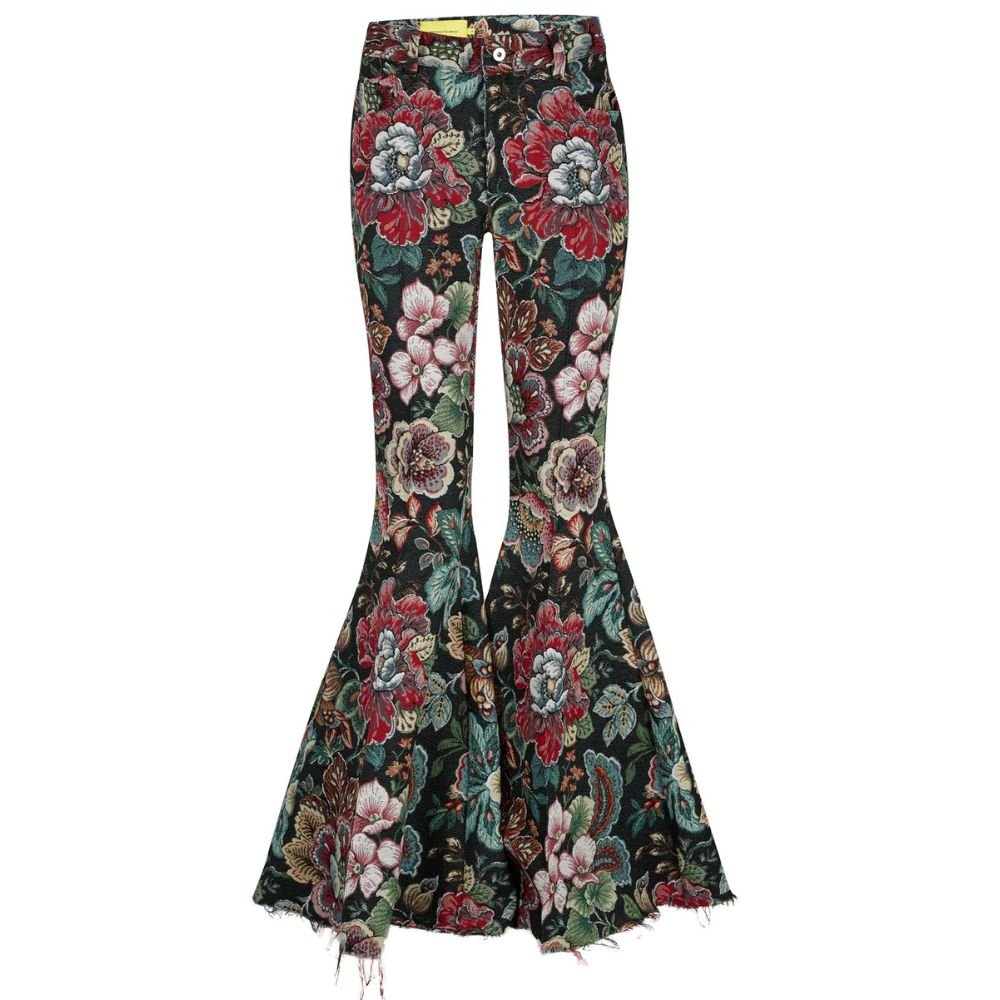 Brocade Extreme Flare Trousers - Black