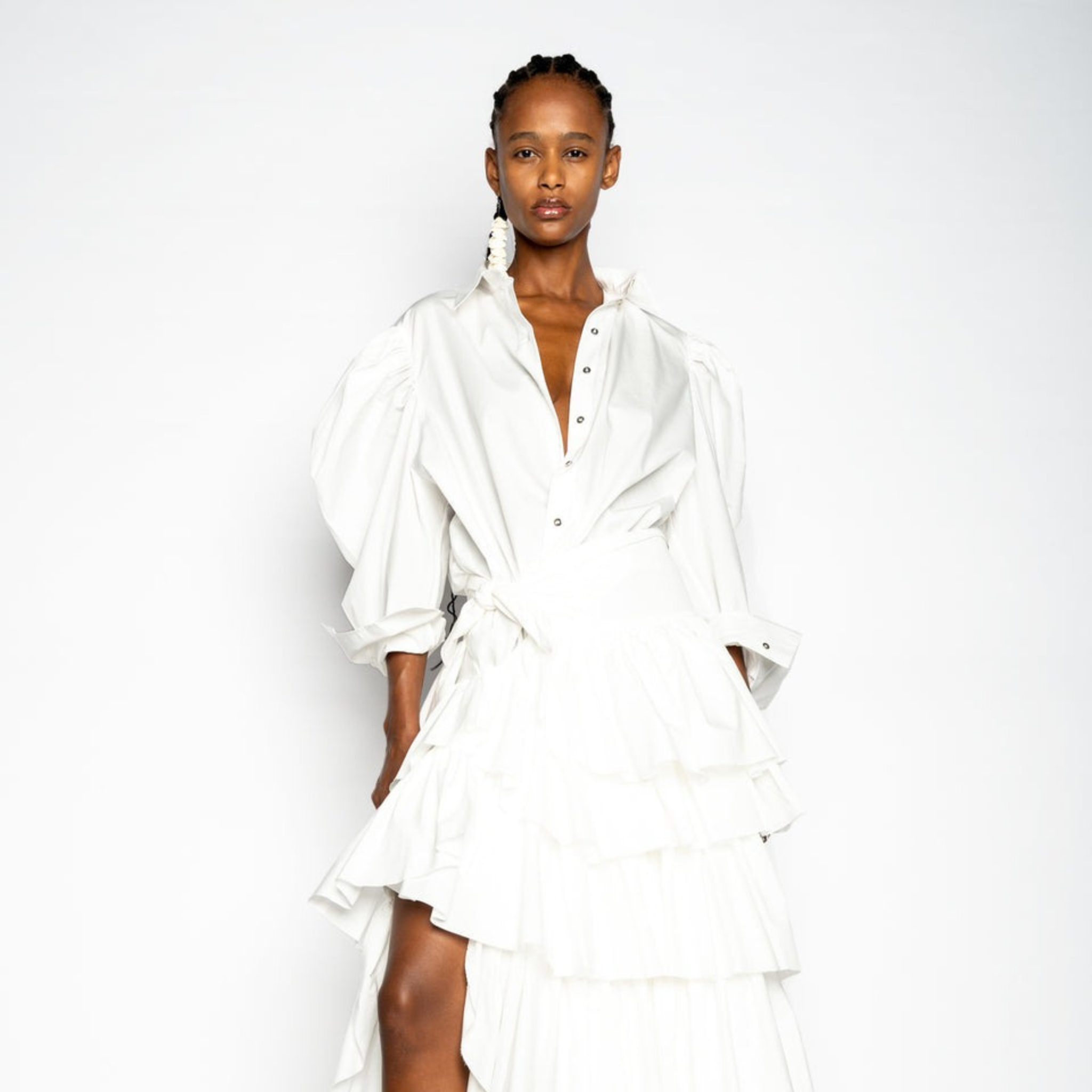Balloon Sleeve Shirt - White