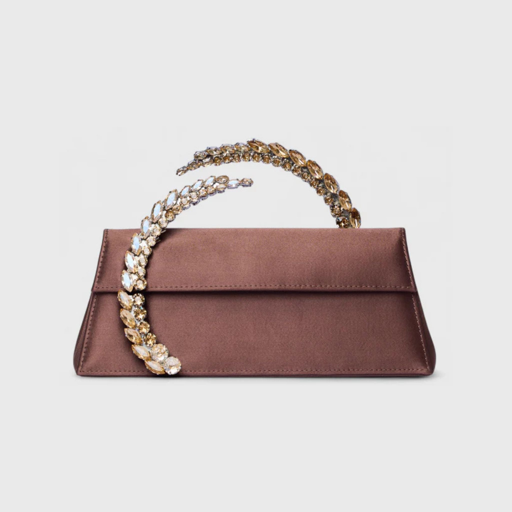 Karma Satin Clutch- Chocolate Brown