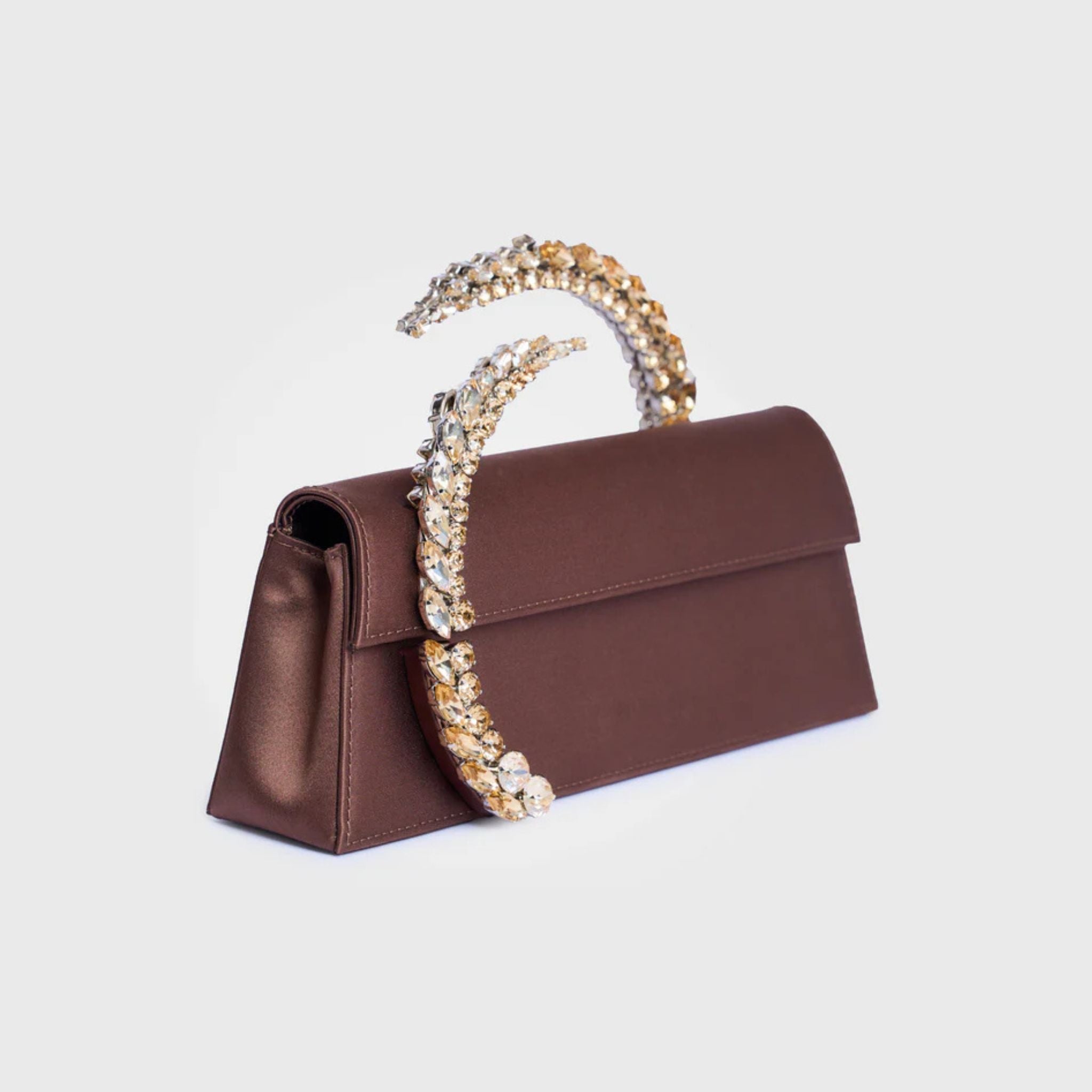 Karma Satin Clutch- Chocolate Brown