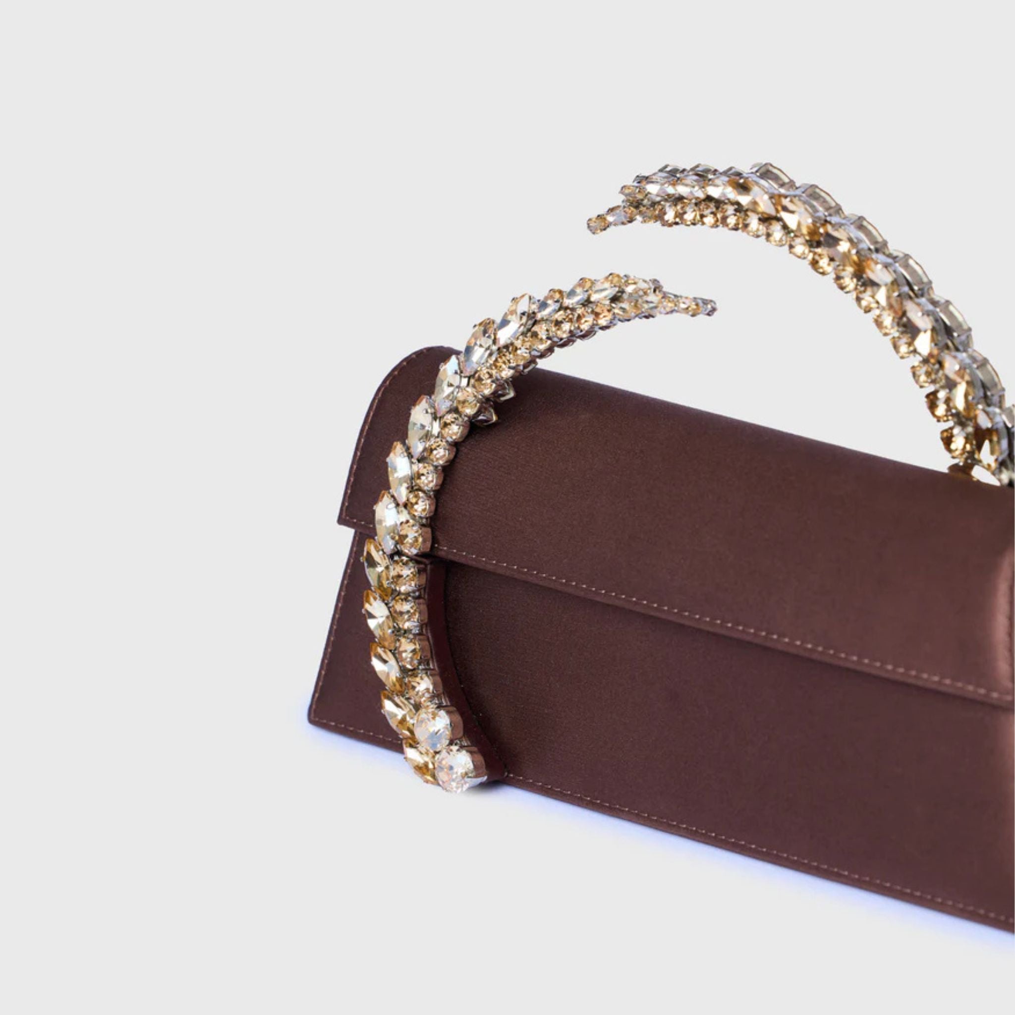 Karma Satin Clutch- Chocolate Brown