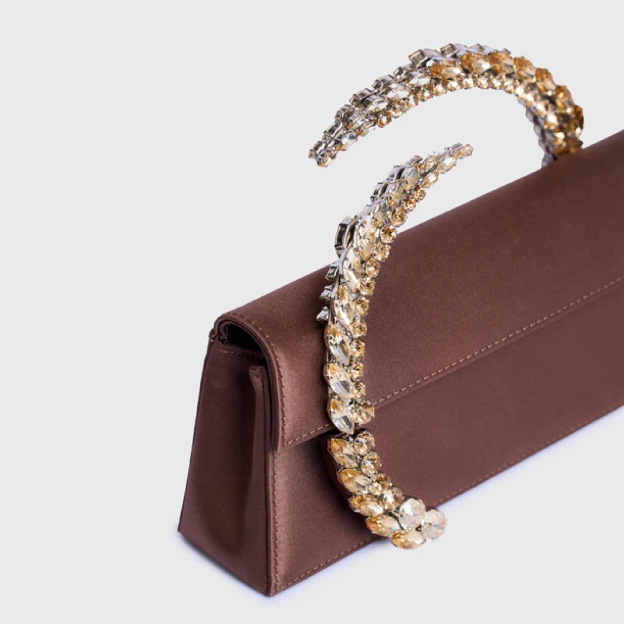 Karma Satin Clutch- Chocolate Brown