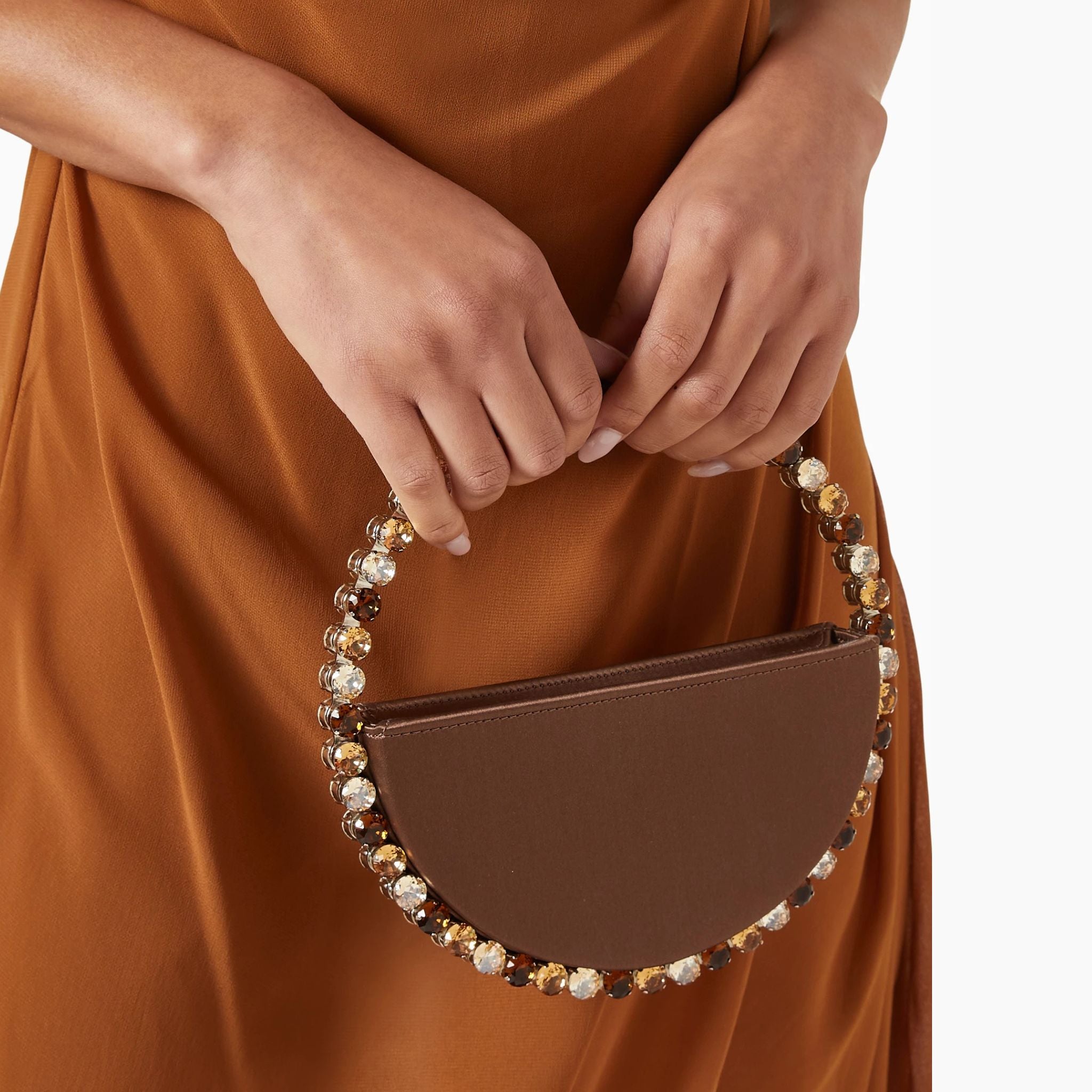 Eternity Satin Clutch - Brown