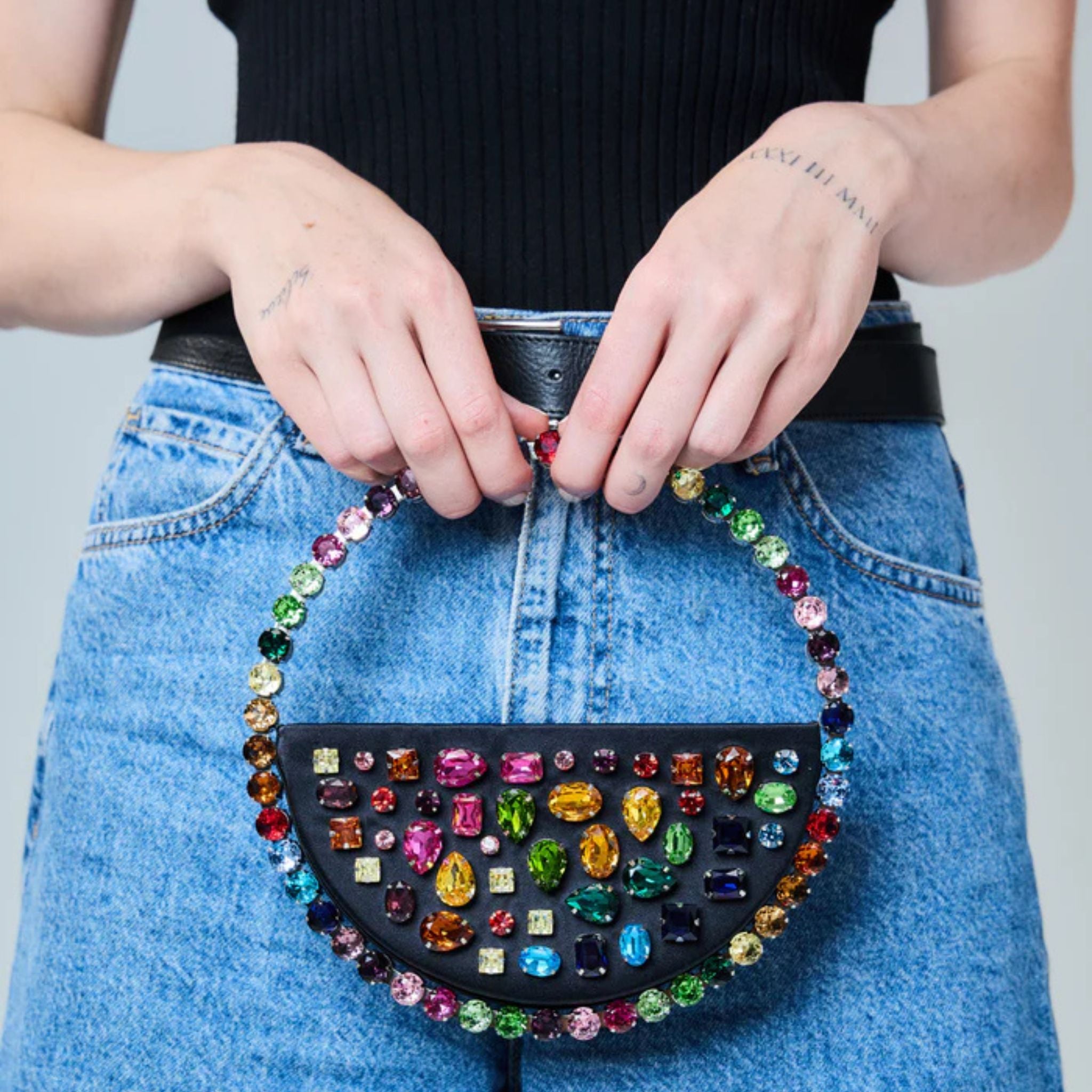 Eternity Stones Embroidery Clutch - Rainbow